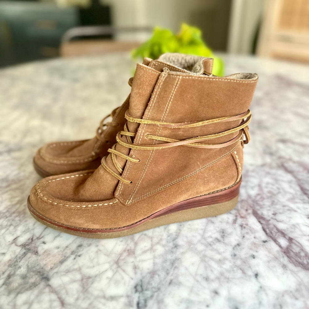 Dolce Vita Tan Ankle Booties with Moccasin Toe